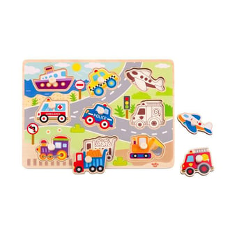 Drewniane Puzzle Montessori Transport Pojazdy z Pinezkami Do Dopasowania TOOKY TOY