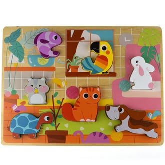 Drewniane Puzzle Montessori Zwierzątka Dom Dopasuj Kształty TOOKY TOY