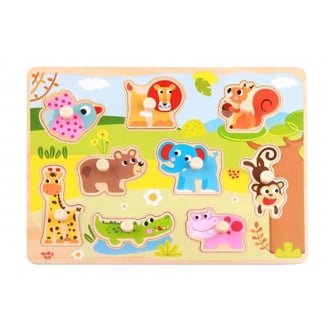 Drewniane Puzzle Montessori Zwierzęta z Pinezkami Do Dopasowania TOOKY TOY
