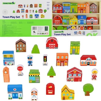 Drewniany Zestaw Budynków i Figurek Miasto TOOKY TOY