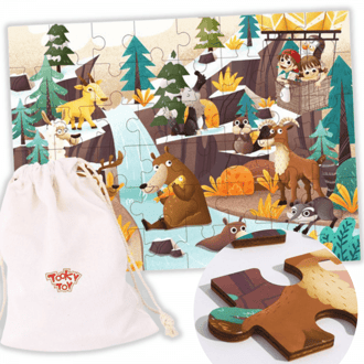 Puzzle z Woreczkiem Alpejskie Zwierzęta i Krajobraz 49 el. TOOKY TOY