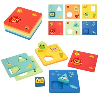 Układanka Montessori Kształty i Kolory Zwierzątka 6 Planszy FSC TOOKY TOY