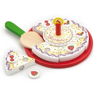 Tort Urodzinowy Drewniany Zestaw do Krojenia na Rzepy VIGA Toys