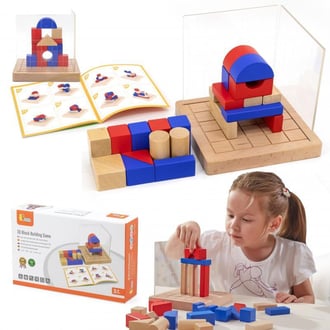 Drewniana Gra Budowanie Klocki 3D Montessori VIGA