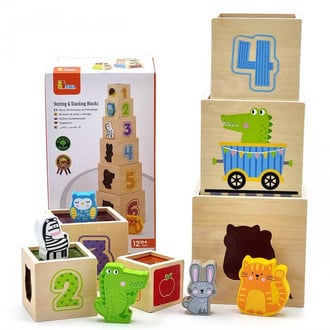 Drewniana Piramidka Układanka Klocki Sorter Montessori VIGA