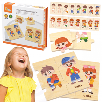Drewniana Układanka Edukacyjna Dzieci Ubieranie Puzzle VIGA