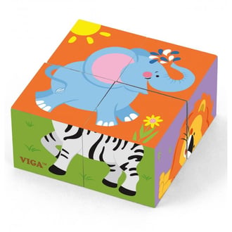 Drewniana Układanka Zoo Puzzle 4 Klocki VIGA