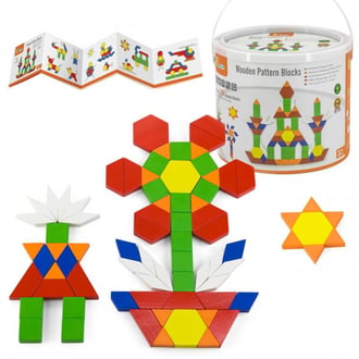 Drewniane Klocki Płaskie w Wiaderku 250 el. Montessori VIGA