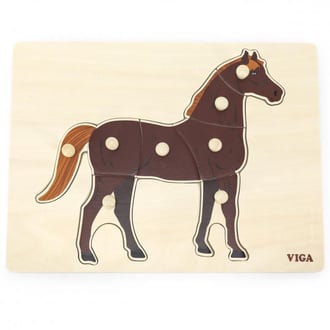 Drewniane Puzzle Montessori Koń z Pinezkami VIGA