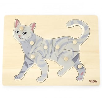 Drewniane Puzzle Montessori Kot z Pinezkami VIGA