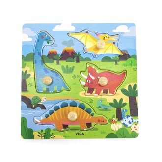 Drewniane Puzzle z Pinezkami Dinozaury VIGA