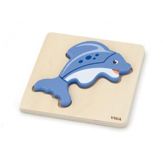 Pierwsze Drewniane Puzzle Maluszka Delfin VIGA