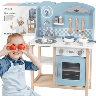 Drewniana Kuchnia z Akcesoriami Silver - Blue VIGA PolarB