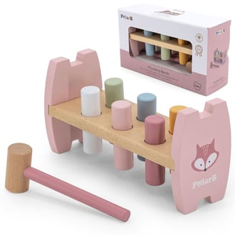 Drewniana Przebijanka Wbijanka z Młoteczkiem Lisek Montessori VIGA PolarB