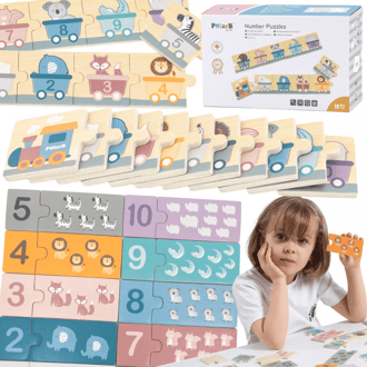 Drewniane Puzzle Numeryczne Cyferki Montessori VIGA PolarB