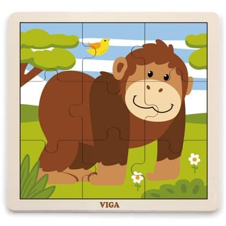 Poręczne Drewniane Puzzle Goryl 9 el. VIGA