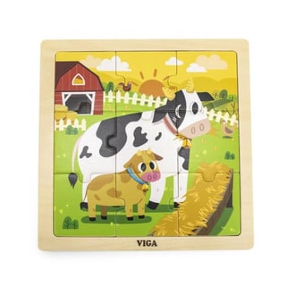 Poręczne Drewniane Puzzle Krówki 9 el. VIGA