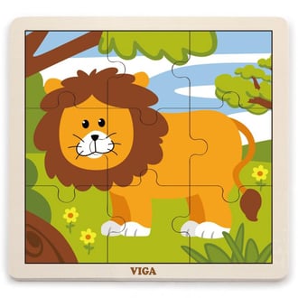 Poręczne Drewniane Puzzle Lew 9 el. VIGA