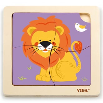 Poręczne Drewniane Puzzle Lew VIGA
