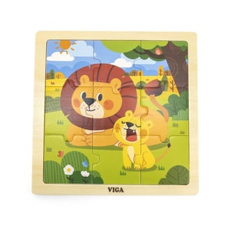 Poręczne Drewniane Puzzle Lwy 9 el. VIGA