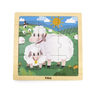 Poręczne Drewniane Puzzle Owieczki 9 el. VIGA