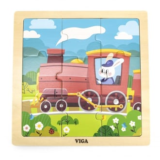 Poręczne Drewniane Puzzle Pociąg Ciuchcia 9 el. VIGA
