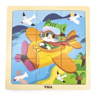 Poręczne Drewniane Puzzle Samolot 9 el. VIGA