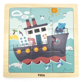 Poręczne Drewniane Puzzle Statek 9 el. VIGA