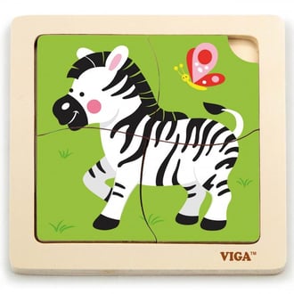 Poręczne Drewniane Puzzle Zebra VIGA