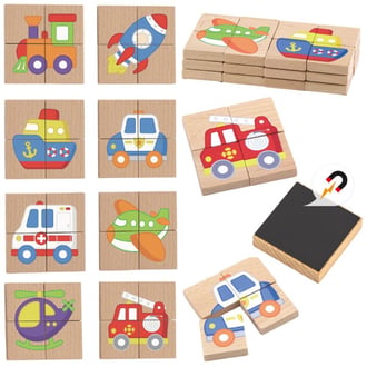Układanka Drewniana Puzzle Magnetyczne - Pojazdy Certyfikat FSC VIGA