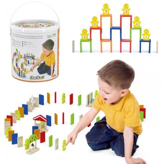 Zestaw Drewniane Klocki Gra Domino Farma 116 el. VIGA
