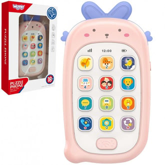 Telefonik Interaktywny Komórka z Dźwiękami Różowy 15 x 7,5 x 2 cm WOOPIE BABY