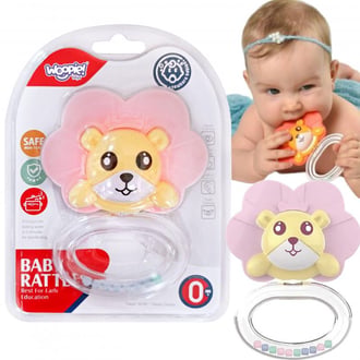 Zabawka Sensoryczna 2w1 Grzechotka Gryzak Lew WOOPIE BABY
