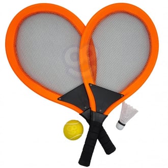 Duże Rakietki do Tenisa Badminton dla Dzieci Zestaw + Piłka Lotka WOOPIE