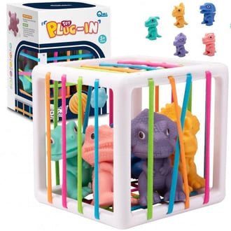 Elastyczna Kostka Sensoryczna Sorter dla Dzieci Kolorowe Dinozaury 6 el. WOOPIE