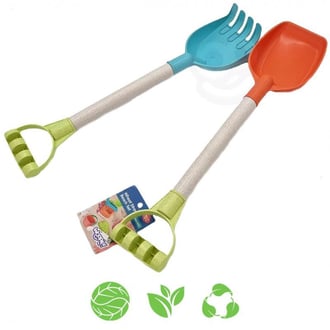 Zestaw do Piasku Łopatka i Grabki 51 cm BIO WOOPIE GREEN