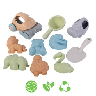 Zestaw do Piasku z Samochodzikiem 10 el. Biodegradowalny Organiczny Materiał WOOPIE GREEN
