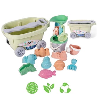 Zestaw do Piasku z Wózkiem 13 el. Biodegradowalny Organiczny Materiał WOOPIE GREEN