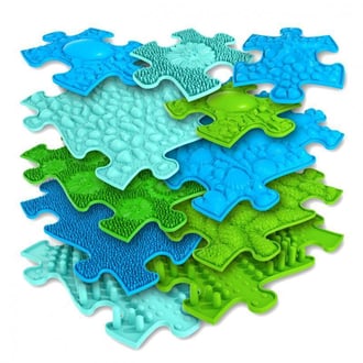 Mata Sensoryczna Ortopedyczna Puzzle 11 el. - Kolor Niebieski/Zielony WOOPIE