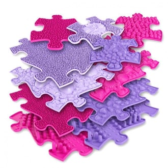 Mata Sensoryczna Ortopedyczna Puzzle 11 el. - Kolor Różowy/Fioletowy WOOPIE