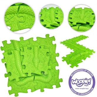 Mata Sensoryczna Ortopedyczna Puzzle Wąż Zielony 6 el. WOOPIE