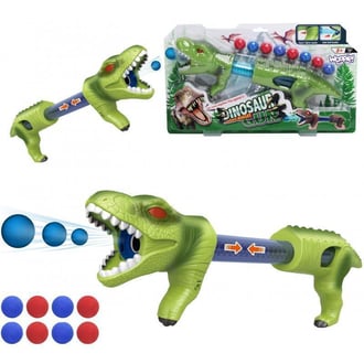 Pistolet na Piłki Kulki Piankowe Wyrzutnia Automatyczna Dinozaur 9 el. WOOPIE