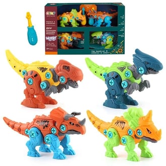 Zestaw Dinozaury do Skręcania 4 szt. Zestaw Konstrukcyjny w Pudełku + 2 Śrubokręty WOOPIE