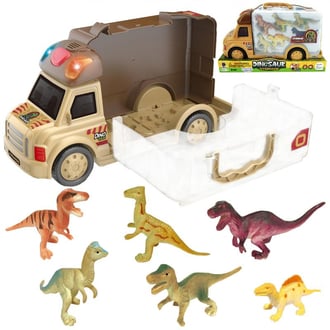 Zestaw Samochód 2w1 Walizka + Dinozaury Figurki 6 szt. WOOPIE