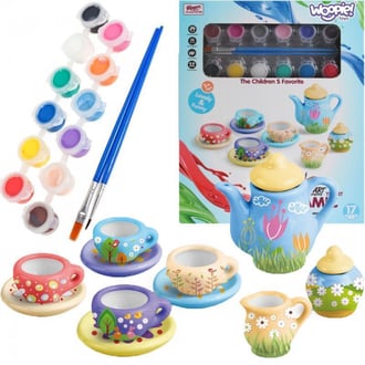Zestaw Serwis do Herbaty Ceramiczny do Malowania Wielokolorowy WOOPIE