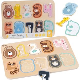 Drewniane Puzzle Numeryczne Cyferki Montessori 11 el. CLASSIC WORLD