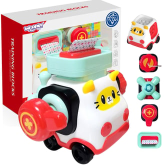 Montessori Manipulacyjny Zestaw Konstrukcyjny Samochód Kotek 2 WOOPIE BABY