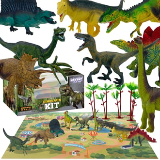 Zestaw Figurki Dinozaury 16 el. + Mata + Kuferek WOOPIE