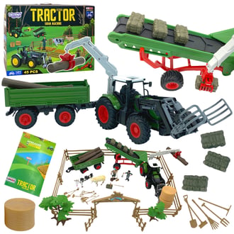 Zestaw Maszyn Rolniczych Traktor Ciągnik Zagroda Mini Farma Osada Rolnicy WOOPIE