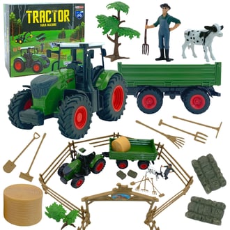 Zestaw Mini Farma Traktor Zwierzęta Osada Farma Rolnik Narzędzia WOOPIE